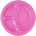 JAM PAPER Plastic 3 Compartment Divided Plates, Large, 10 1/4 inch, Fuchsia Hot Pink, 20/Pack  1 thumbnail image