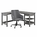 Bush Furniture Broadview 60"W L-Shaped Computer Desk And Chair Set, Modern Gray, Standard Delivery