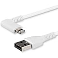 StarTech.com 2m / 6.6ft Angled Lightning to USB Cable - Heavy Duty MFI Certified Lightning Cable - White - USB to Lightning