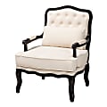 Baxton Studio Dion Traditional Fabric/Finished Wood Accent Chair, French Cream/Wenge Brown