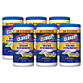 Clorox Disinfecting Wipes with Micro-Scrubbers - Ready-To-Use Wipe - Crisp Lemon Scent - 70 / Canister - 6 / Carton - White