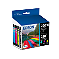 Epson® 220XL/220 DuraBrite® High-Yield Black And Cyan, Magenta, Yellow Ink Cartridges, Pack Of 4, T220XL-BCS