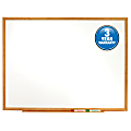 Quartet® Classic Total Erase® Melamine Dry-Erase Whiteboard, 24" x 36", Aluminum Frame With Oak Finish