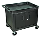 Luxor TC Series Utility Cart With Locking Cabinet, 2-Shelf, 30"H x 24"W x 32"D, Black 1 thumbnail image
