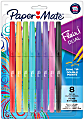 Paper Mate Flair Dual Felt-Tip Pens, Pack Of 8 Pens, Brush And Medium Tips, Assorted Barrel Colors, Assorted Ink Colors