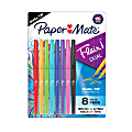 Paper Mate Flair Dual Felt-Tip Pens, Pack Of 8 Pens, Brush And Medium Tips, Assorted Barrel Colors, Assorted Ink Colors