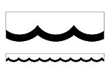 Schoolgirl Style Scalloped Bulletin Board Borders, 3' x 2-1/4", Simply Stylish Black & White Wavy Line, 13 Strips 1 thumbnail image
