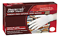 Protected Chef Latex General-Purpose Gloves - Large Size - Unisex - Latex - Natural - Ambidextrous, Disposable, Powder-free, Comfortable, Snug Fit - For Cleaning, Food Handling - 100 / Box - 3 mil Thickness