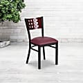 Flash Furniture Decorative Cutout-Back Metal/Vinyl Restaurant Accent Chair, Burgundy/Mahogany/Black