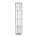 Simple Designs Floor Lamp Etagere Organizer Storage Shelf And Wine Rack, 62-3/4"H, Gray/White