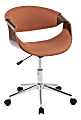 LumiSource Curvo Mid-Century Modern Mid-Back Chair, Orange/Walnut/Silver