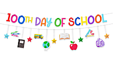 Office Depot® Brand 100th Day Of School Paper Banner, 7', Multicolor 1 thumbnail image