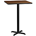 Flash Furniture Square Laminate Table Top With Bar Height Table Base, 43-3/16"H x 24"W x 24"D, Walnut 1 thumbnail image