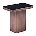 Zuo Modern Marcos Tempered Glass And Steel Rectangle End Table, 17-3/4”H x 19-15/16”W x 12”D, Black/Antique Bronze