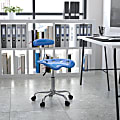 Flash Furniture Vibrant Low-Back Task Chair With Tractor Seat, Bright Blue/Chrome 1 thumbnail image