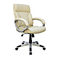 Boss Office Products Ergonomic Leatherplus Mid-Back Executive Office Chair, Ivory