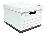 Office Depot® Brand Heavy-Duty Quick Set Up Storage Boxes, Letter/Legal Size, 15" x 12" x 10", White/Black, Pack Of 5 1 thumbnail image
