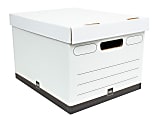 Office Depot® Brand Heavy-Duty Quick Set Up Storage Boxes, Letter/Legal Size, 15" x 12" x 10", White/Black, Pack Of 5