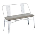 LumiSource Oregon Upholstered Counter Bench, Vintage White/Gray Cowboy