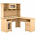 Bush Furniture Cabot 60"W L-Shaped Computer Desk With Hutch, Natural Maple, Standard Delivery 1 thumbnail image
