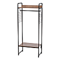 IRIS Metal Garment Rack With Wood Shelves And Side Racks, 60-7/8"H x 25-1/4"W x 15-3/16"D, Black/Dark Brown