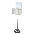 Azar Displays Plastic Suggestion Box, Adjustable Pedestal Floor Stand, With Lock, Extra-Large, 8 1/4"H x 11"W x 8 1/4"D, White
