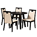 Baxton Studio Ryan Dining Set, 29-15/16”H x 35-7/16”W x 35-7/16”D, Beige/Dark Brown