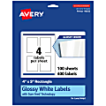 Avery® Glossy Permanent Labels With Sure Feed®, 94252-WGP100, Rectangle, 4" x 3", White, Pack Of 400