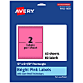 Avery® Printable Labels With Sure Feed® Technology, 94259-BPP40, Rectangle, 5" x 8-1/8", Matte Bright Pink, Pack of 80 1 thumbnail image