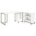 kathy ireland® Office by Bush Business Furniture Method 60"W Table Desk with Bookcase and Mobile File Cabinet, White, Standard Delivery