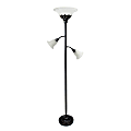 Lalia Home Torchiere Floor Lamp With 2 Reading Lights, 71"H, Matte Restoration Bronze/White