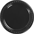 Huhtamaki Round Heavyweight Plastic Plates, 9" Diameter, Black, Pack Of 125