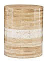 Linon Paziah Bamboo Drum Table, 18-1/8"H x 15"W x 15"D, Natural/White 1 thumbnail image