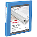 Office Depot® 3-Ring Durable View Binder, 1" Round Rings, 49% Recycled, Sky Blue