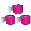 Carson Dellosa Education Rolled Scalloped Borders, Hot Pink, 65' Per Roll, Pack Of 3 Rolls