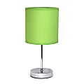 Creekwood Home Nauru Petite Metal Stick Table Lamp, 11-7/8"H, Green Shade/Chrome Base