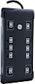 GE UltraPro 12 Outlet Surge Protector with 2 USB Tether, 8 ft Long Cord, 4320 Joules, Outlet Safety Covers, Black, 11824