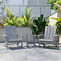 Flash Furniture Charlestown All-Weather Poly Resin Wood Adirondack Chairs With Side Table, 35”H x 29-1/2”W x 33-1/2”D, Gray