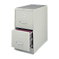 Lorell® Fortress 22"D Vertical 2-Drawer Letter-Size File Cabinet, Light Gray