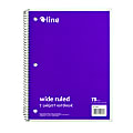 C-Line Wide Rule Spiral Notebooks, 8" x 10-1/2", 1 Subject, 70 Sheets, Purple, Case Of 24 Notebooks