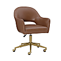 Powell Bogart Faux Leather Office Chair, Saddle Brown/Gold 1 thumbnail image