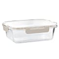 Martha Stewart Rectangular Glass Container with Snap-On Lid, 21 Oz, Taupe 1 thumbnail image