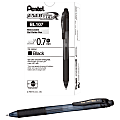 Pentel® EnerGel™ X Retractable Liquid Gel Pens, Medium Point, 0.7 mm, 84% Recycled, Assorted Barrels, Black Ink, Box Of 12 Pens