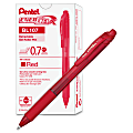 Pentel® EnerGel-X Retractable Gel Pens, Medium Point, 0.7 mm, Red Barrel, Red Ink, Pack Of 12 Pens