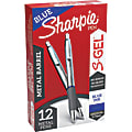 Sharpie® S-Gel Pens, Medium Point, 0.7 mm, Gunmetal Barrel, Blue Ink, Pack Of 12 Pens