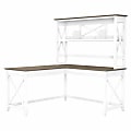 Bush Business Furniture Key West 60"W L-Shaped Corner Desk With Hutch, Shiplap Gray/Pure White, Standard Delivery 1 thumbnail image