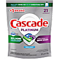 Cascade® Platinum™ ActionPacs™ Dishwasher Detergent Pacs, Fresh Scent, Pack Of 21