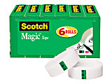 Scotch® Magic™ Tape, 0.75" x 83.34', Transparent, Pack Of 6 Rolls 1 thumbnail image
