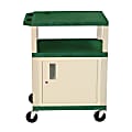 H. Wilson Tuffy Utility Cart With Locking Cabinet And Electrical Assembly, 34"H x 24"W x 18"D, Green/Putty
