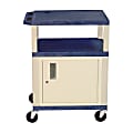 H. Wilson Tuffy Utility Cart With Locking Cabinet And Electrical Assembly, 34"H x 24"W x 18"D, Topaz Blue/Putty
